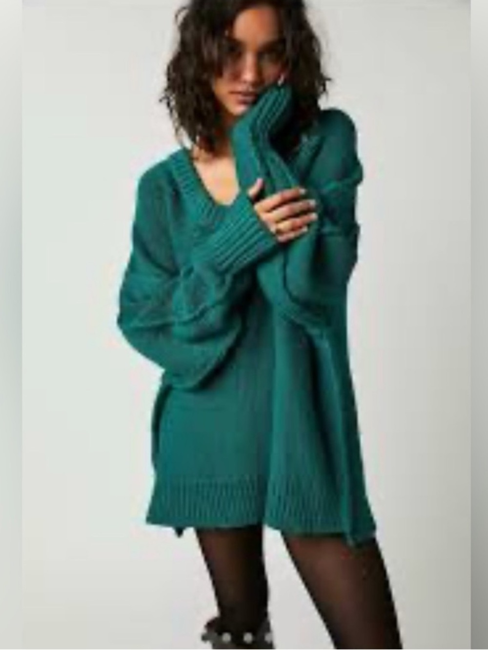 Free People Allie V Neck Mountain View Green Size-XL